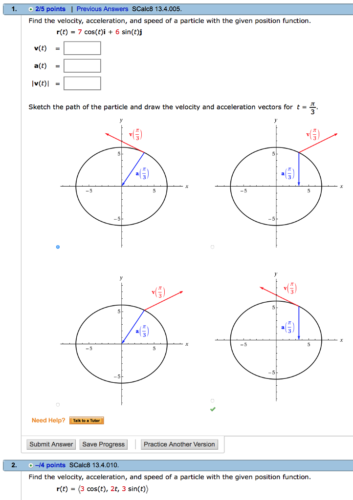 Solved 3 4 Points Scalc8 13 4 013 Find The Velocity A Chegg Com