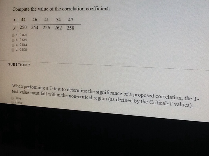 Compute the value of the correlation coefficient