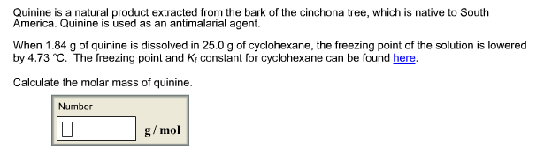 Solved Quinine Is A Natural Product Extracted From The Ba
