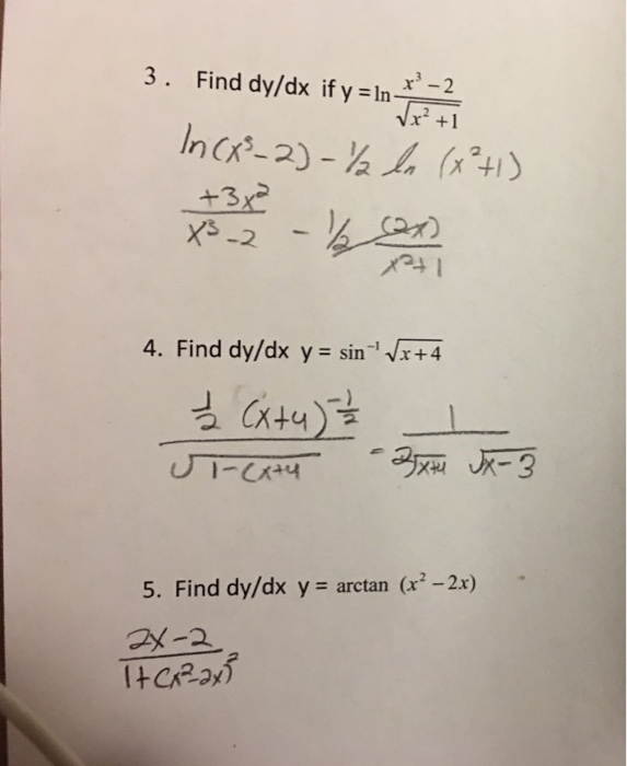 Find Dy Dx If Y Ln X 3 2 Squareroot X 2 1 Find Chegg Com