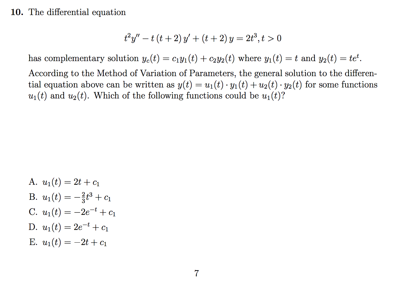 Solved The Differential Equation T 2y T T 2 Y Chegg Com