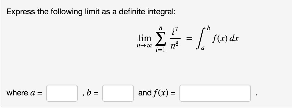 Solved Express The Following Limit As A Definite Integral