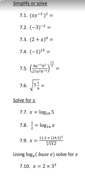 Simplify Or Solve 1 Xy 3 2 7 3 2 X 7 4 Chegg Com