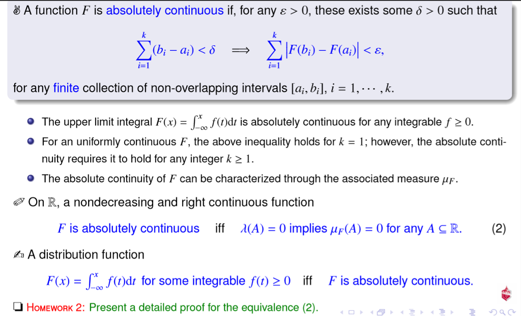 A Function F Is Absolutely Continuous If For Any Chegg Com