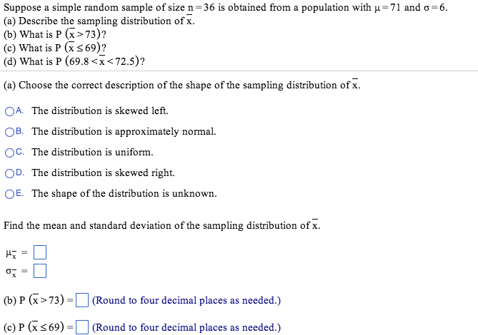 Solved: Determine And From The Given Parameters Of E Popul 