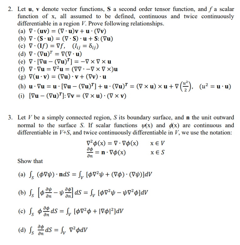 Let U V Denote Vector Functions S A Second Order Chegg Com