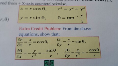 Solved X R Cos Theta R 2 X 2 Y 2 Y R Sin Theta Chegg Com