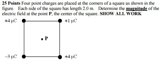 Four Point Charges Are Placed At The Corners Of A Chegg 