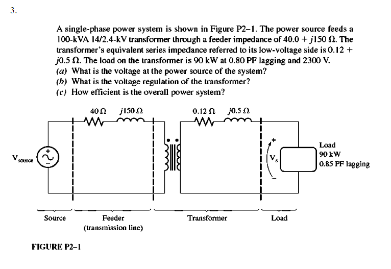 Solved 3 A Single Phase Power System Is Shown In Figure