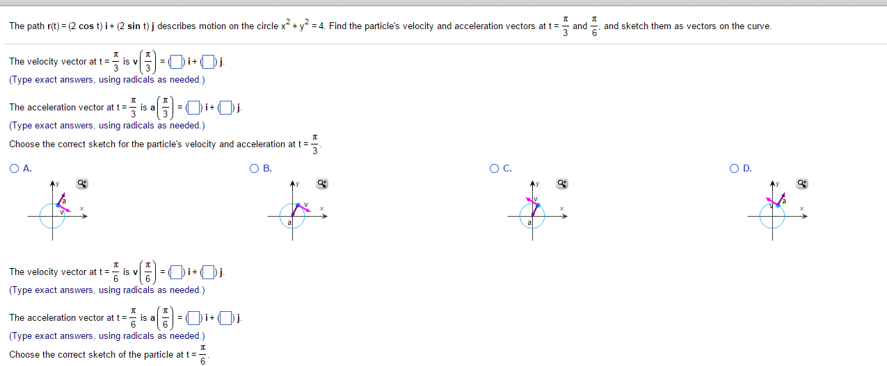 The Path R T 2 Cos T I 2 Sin T J Describes Chegg Com