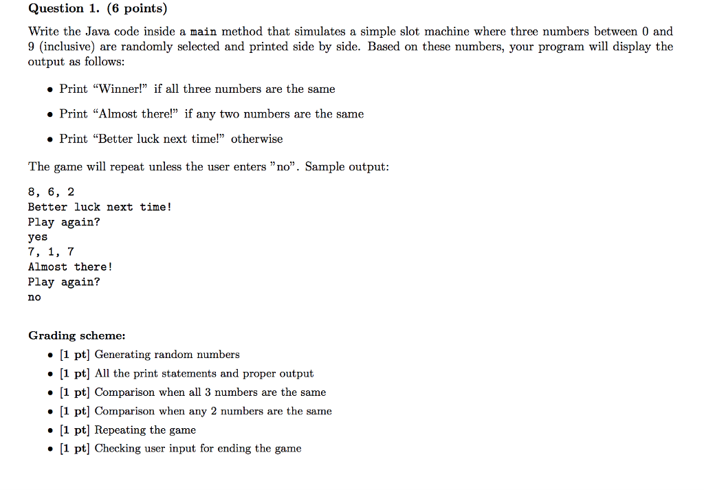 Simple Slot Machine In Java Simple Slot Machine In Java