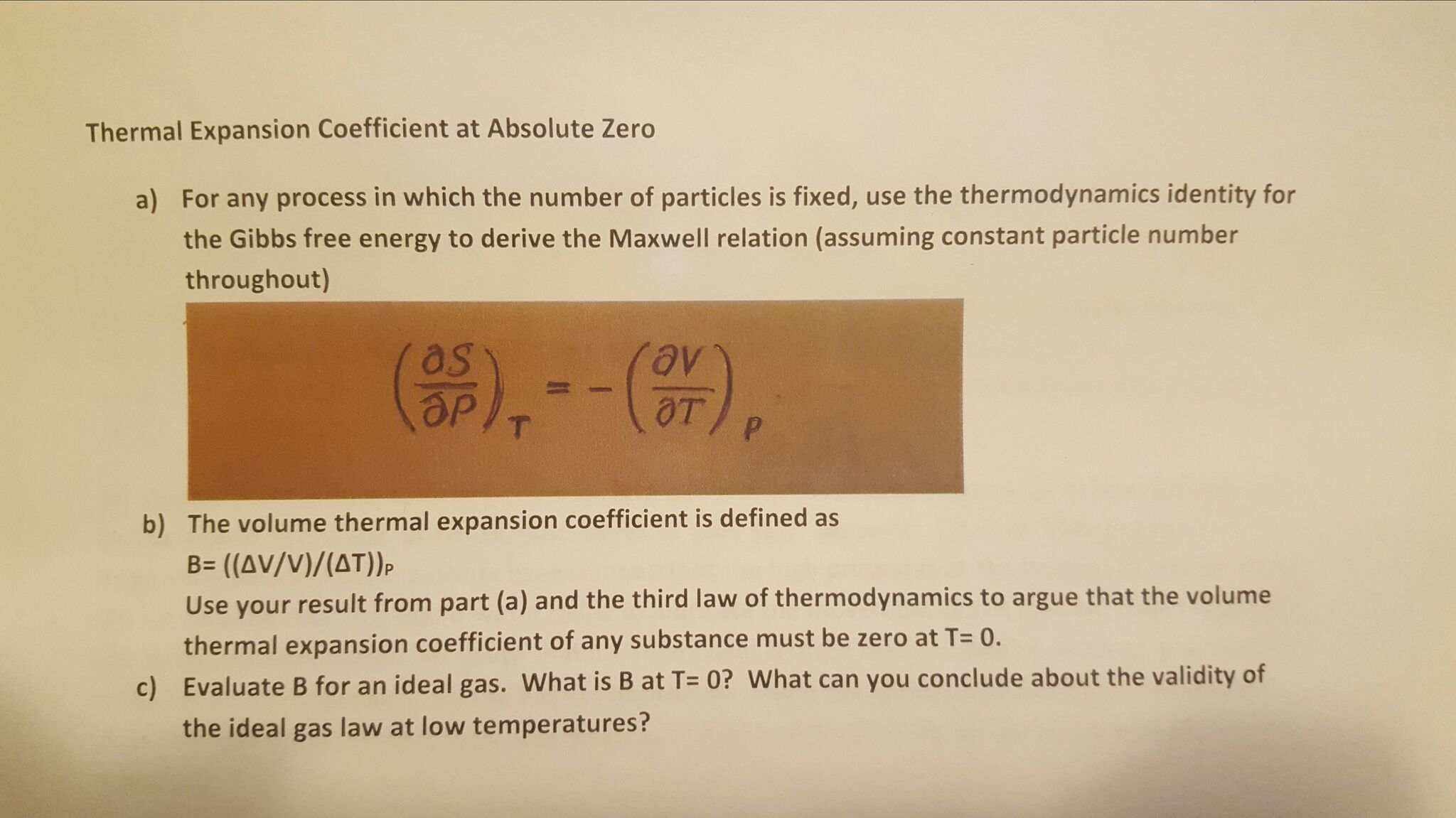 volumetrix thermal expansion ideal gas units
