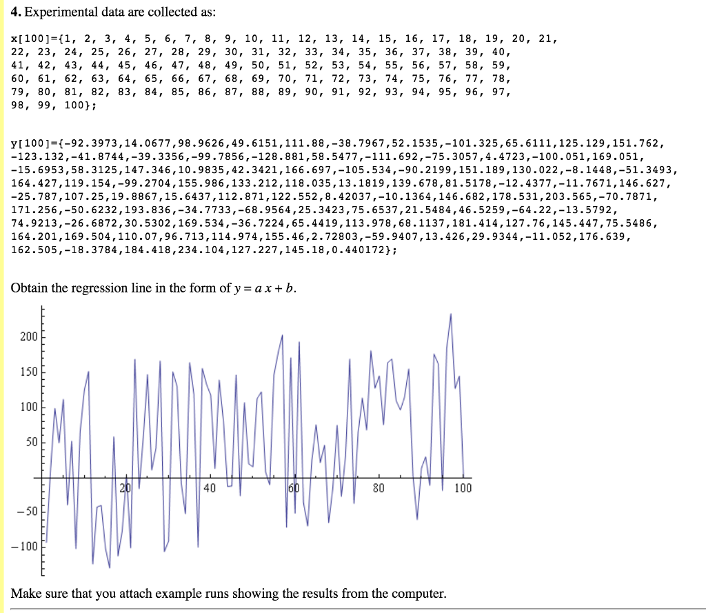 Experimental data are collected as: x[1001 1, 2, 3