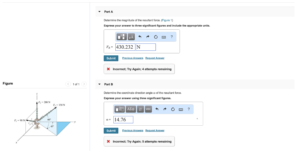 Solved Parta Determine The Magnitude Of The Resultant Fo