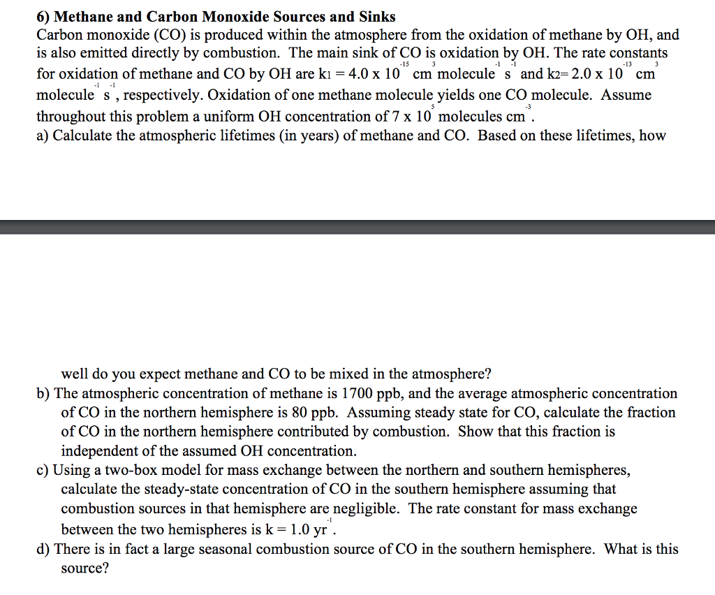 6 Methane And Carbon Monoxide Sources And Sinks C