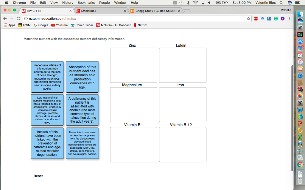 Solved Match The Nutrient With The Associated Nutrient De
