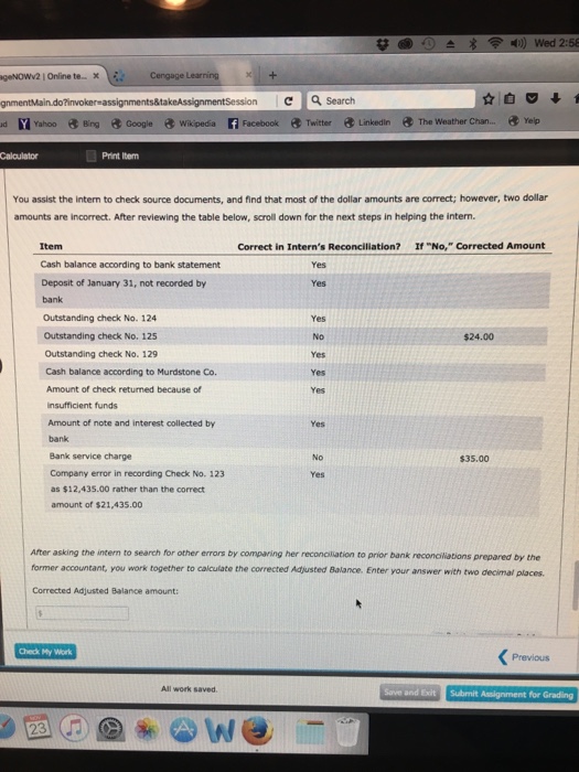 Solved Bank Reconciliation If I Assist The Intern With R Chegg Com