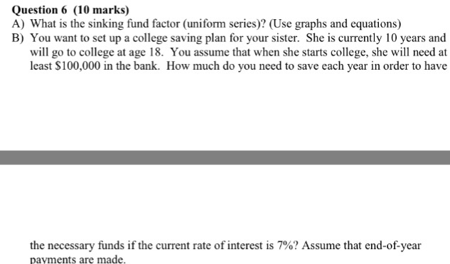 Solved A What Is The Sinking Fund Factor Uniform Series