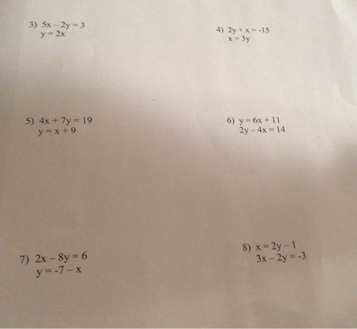 Solved 5x 2y 3 Y 2x 2y X 15 X 3y 4x 7y Chegg Com