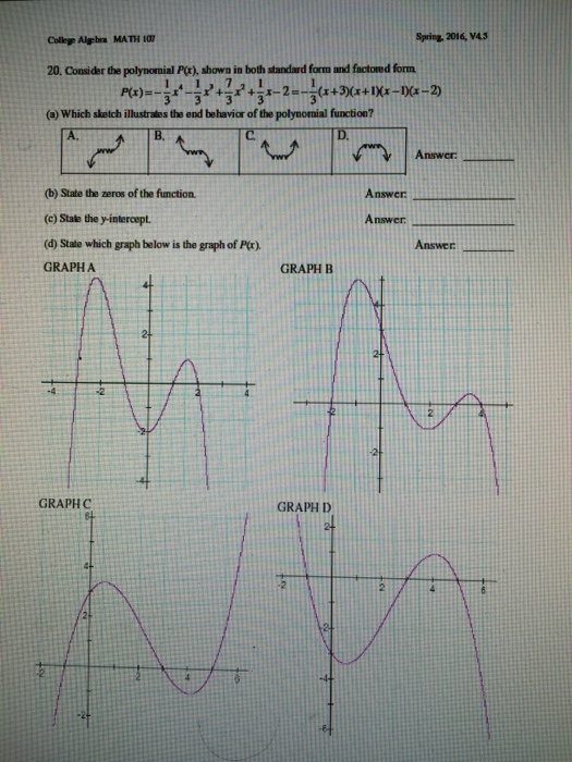 Solved Consider The Polynomial P X Shown In Both Standa Chegg Com