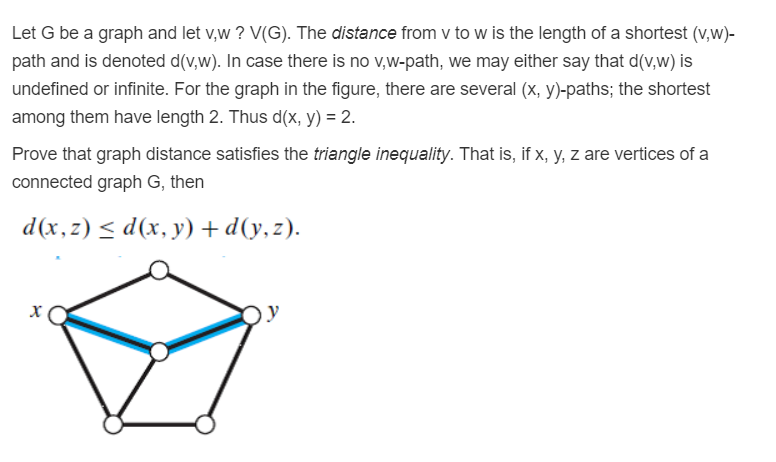 Solved Let G Be A Graph And Let Vw V G The Distance Fr Chegg Com