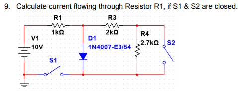 Solved 9 Calculate Current Flowing Through Resistor R1 Chegg Com