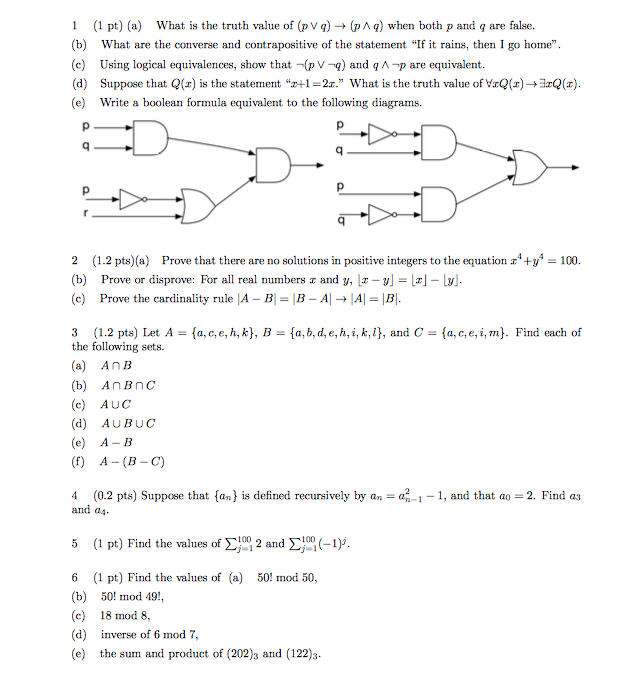 Solved A What Is The Truth Value Of P Q Rightarrow P Chegg Com