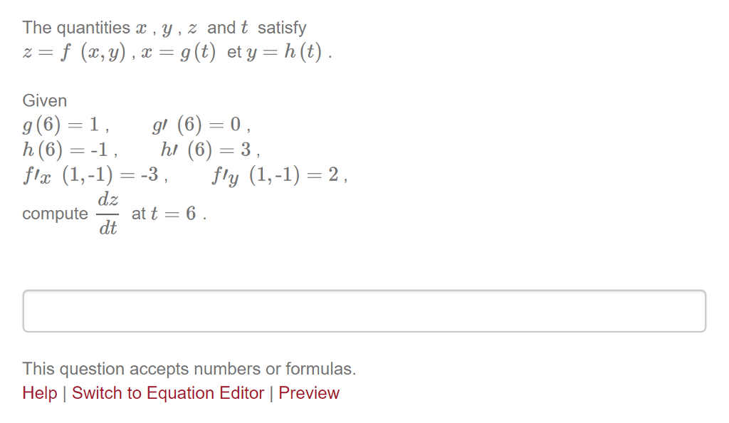 Solved The Quantities Y Z And T Satisfy Z F X Y X Chegg Com