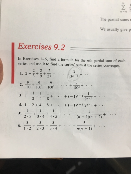 In Exercises 1 6 Find A Formula For The Nth Partial Chegg Com