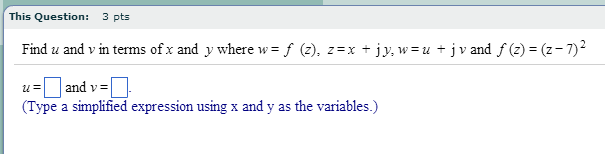 Solved Find U And V In Terms Of X And Y Where W F Z Chegg Com