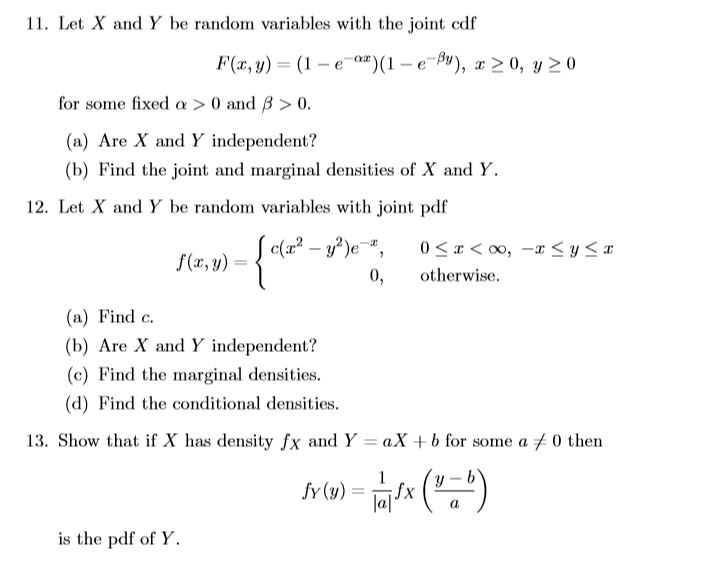 Solved 11 Let X And Y Be Random Variables With The Joint Chegg Com