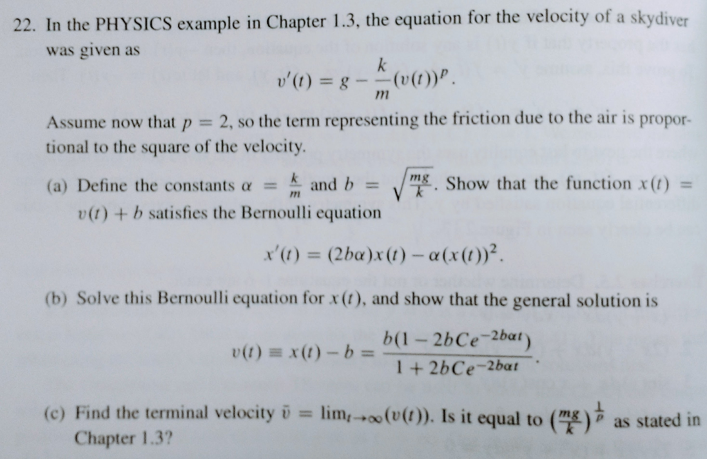 Solved In The Physics Example In Chapter 1 3 The Equatio Chegg Com