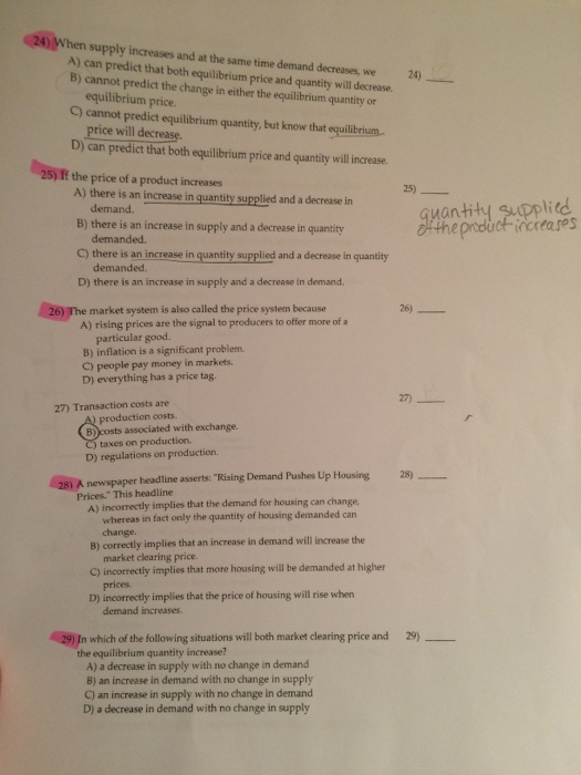 Solved When Supply Increases And A The Same Time Demand Chegg Com