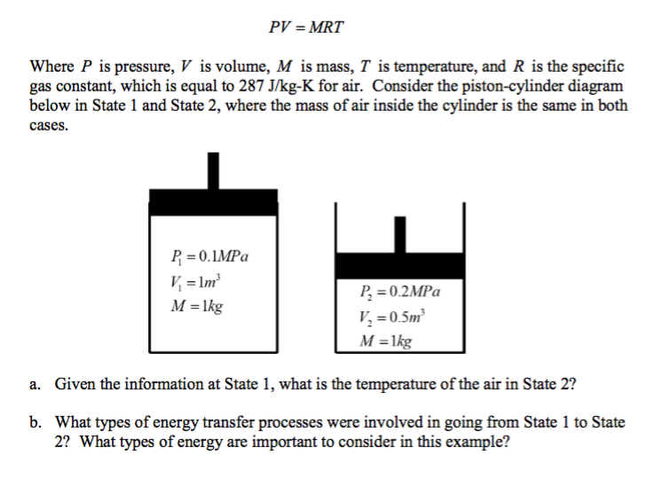 Solved Pv Mrt Where P Is Pressure V Is Volume M Is Ma Chegg Com