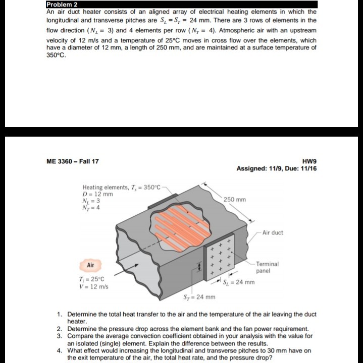 Solved: Problem 2 An Air Duct Heater Consists Of An Aligne ...