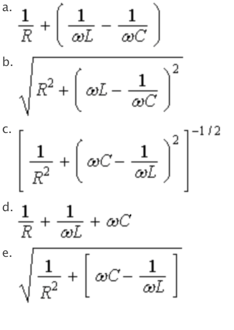 Solved The Impedance Of The Parallel Rlc Circuit Shown Is Chegg Com