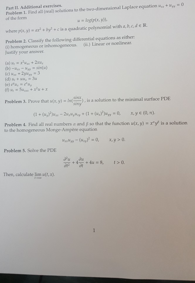 Solved Part Ii Additional Exercises Problem 1 Find All Chegg Com