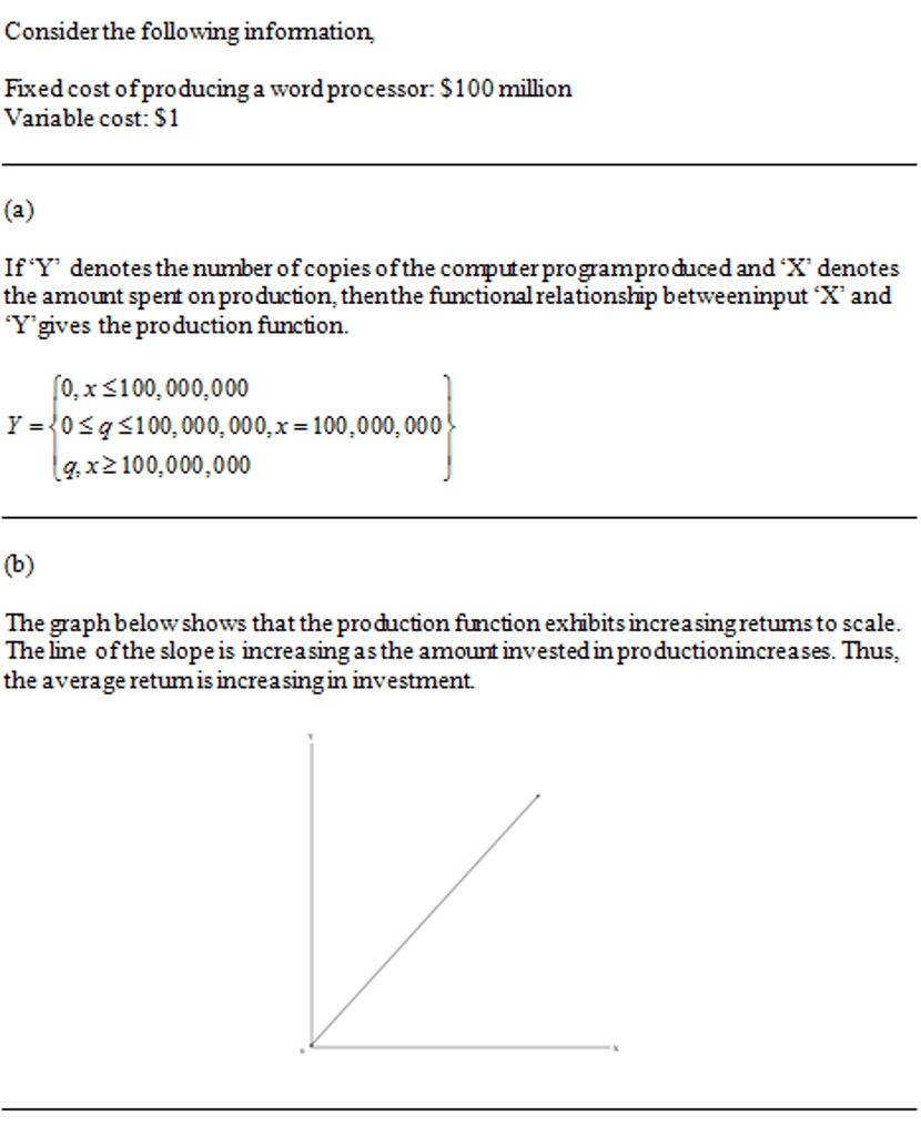 Consider the following information, Fixed cost ofproducing a wordprocessor: S100 million Variable cost: $1 If Y denotes the