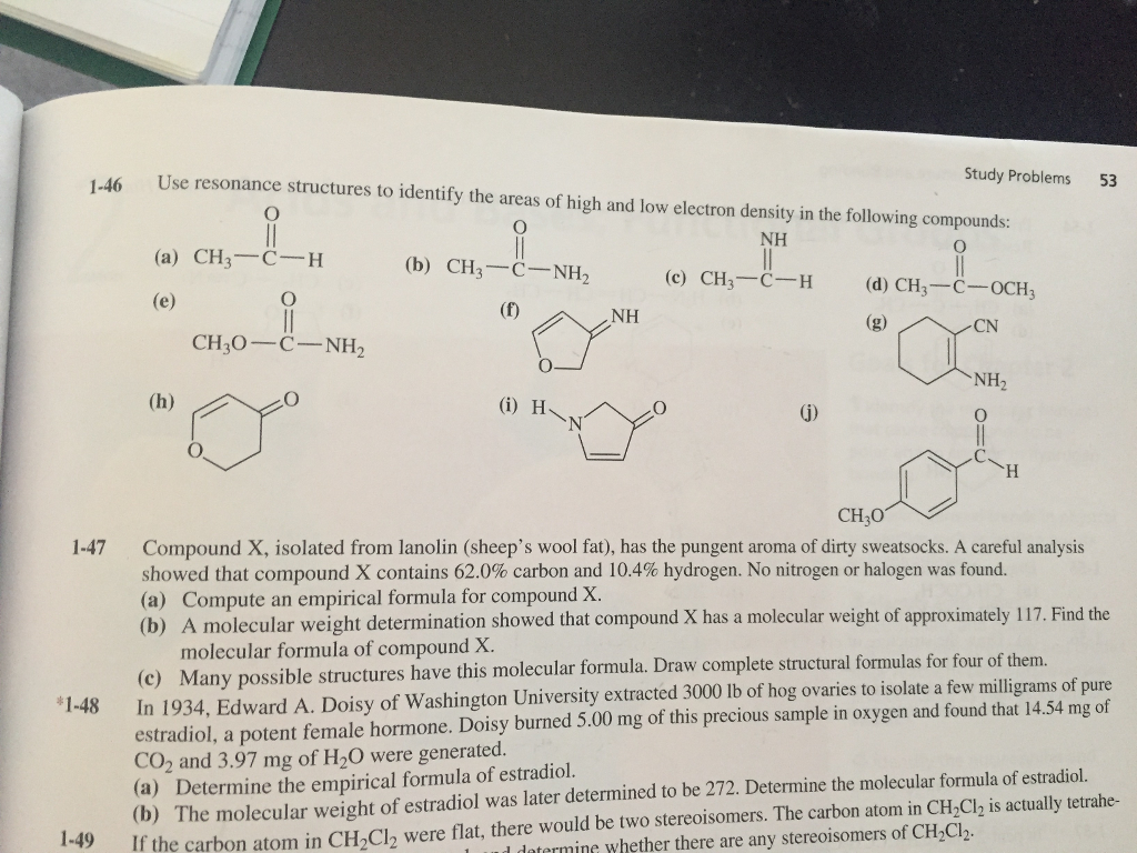 1.46 Use resonance structures to identify the areas of high and low electro...