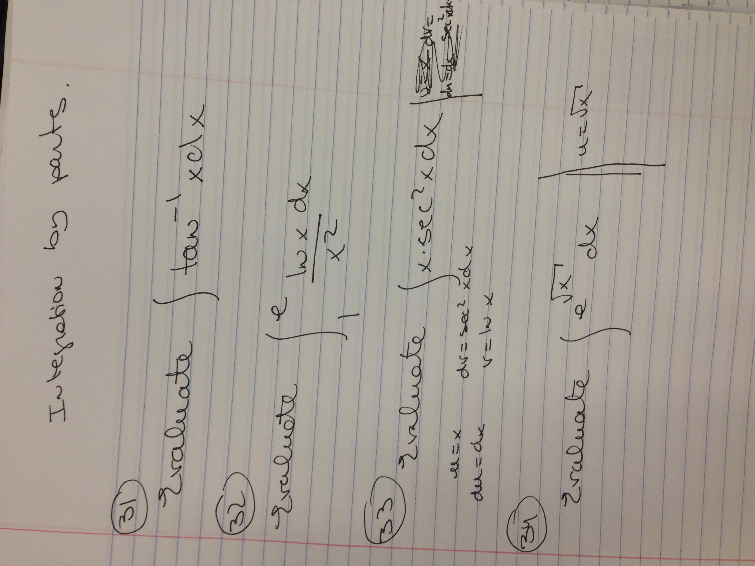 Integration By Parts Evaluate Integral Tan 1 X Dx Chegg Com