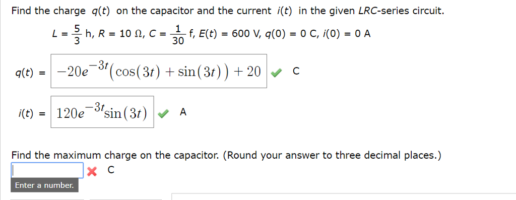 Solved Find The Charge Q T On The Capacitor And The Cur Chegg Com
