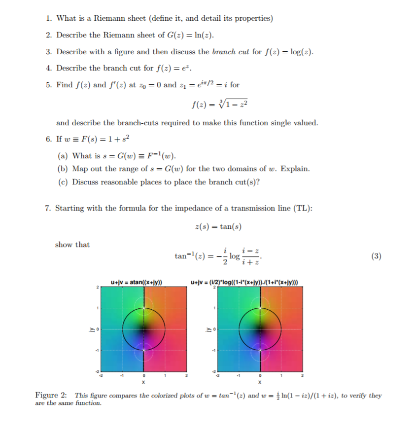 Solved 1 What Is A Riemann Sheet Define It And Detail Its Chegg Com