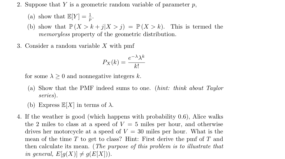 Solved Suppose That Y Is A Geometric Random Variable Of P Chegg Com