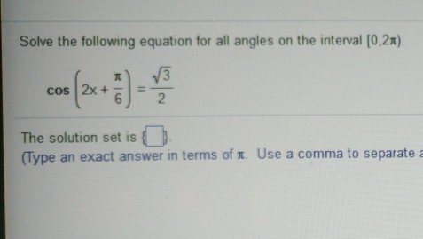 Solved Solve The Following Equation For All Angles On The Chegg Com