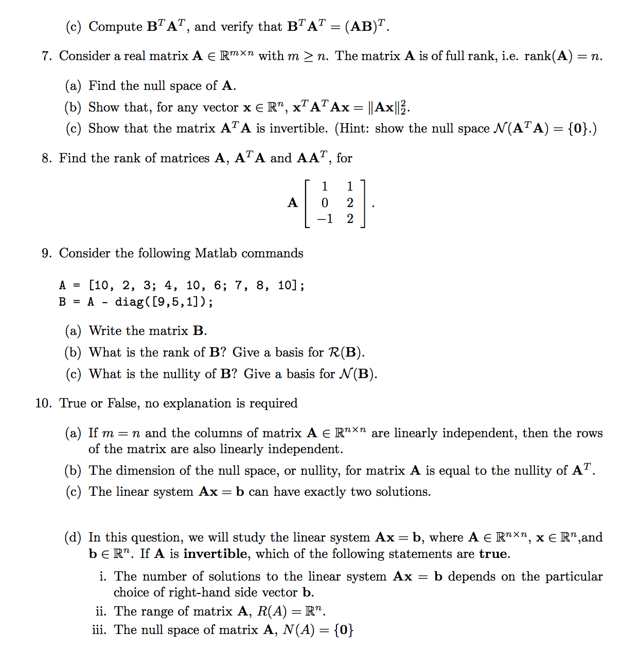 Solved Consider The Linear Function F Find The Matrix A Chegg Com