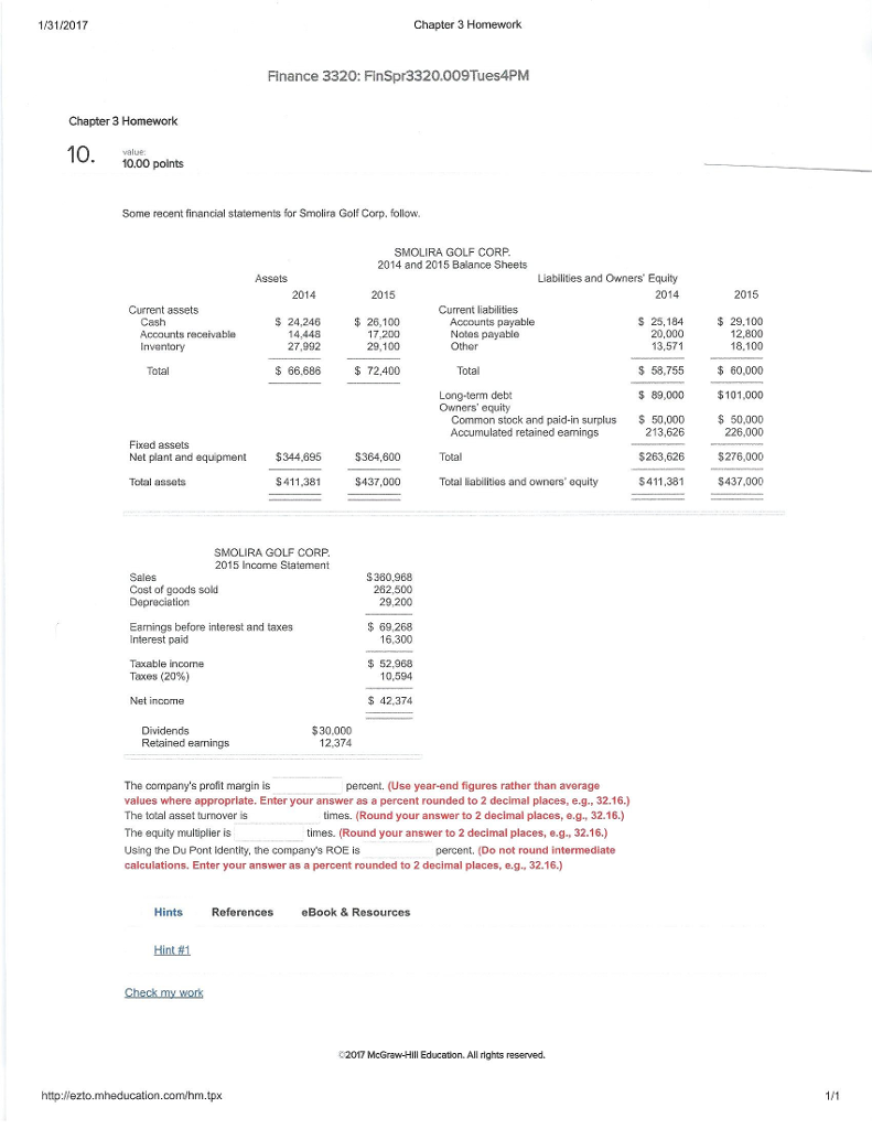 Solved: Some Recent Financial Statements For Smolira Golf ... Solved: Some Recent Financial Statements For Smolira Golf ...