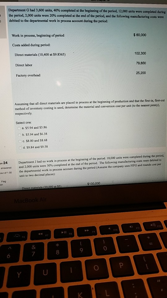 Solved Department G Had 3 600 Units 40 Completed At The Chegg Com