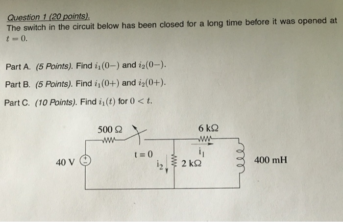Solved The Switch In The Circuit Below Has Been Closed Fo