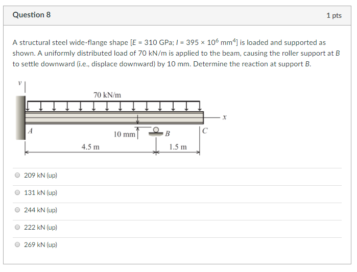 Solved A Structural Steel Wide Flange Shape E 310 Gpa Chegg Com