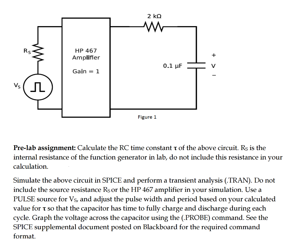 Calculate the RC time constant tau of the above ci